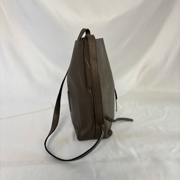 Michael Kors Junie Large Pebbled Leather Messenger Green Taupe Shoulder Bag - Picture 6 of 14